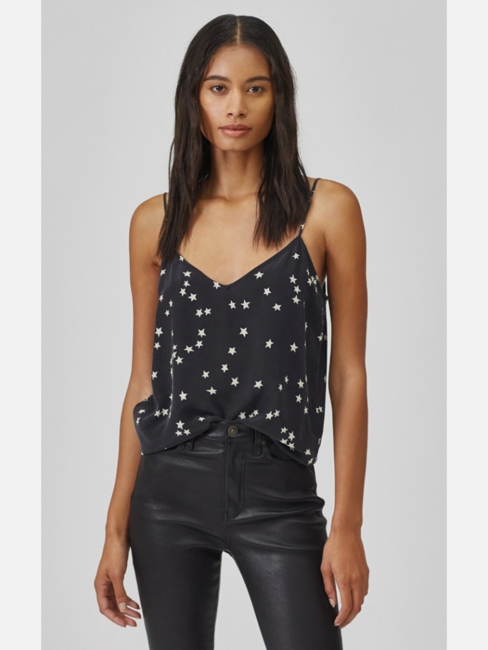 Equipment Layla Black Star Print Silk Camisole Medium